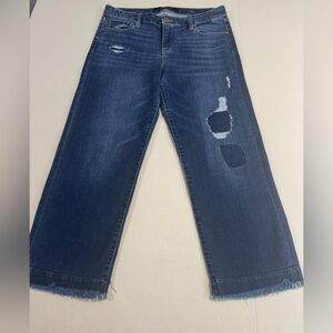 Liverpool Dark Blue Distressed Straight Leg Jeans